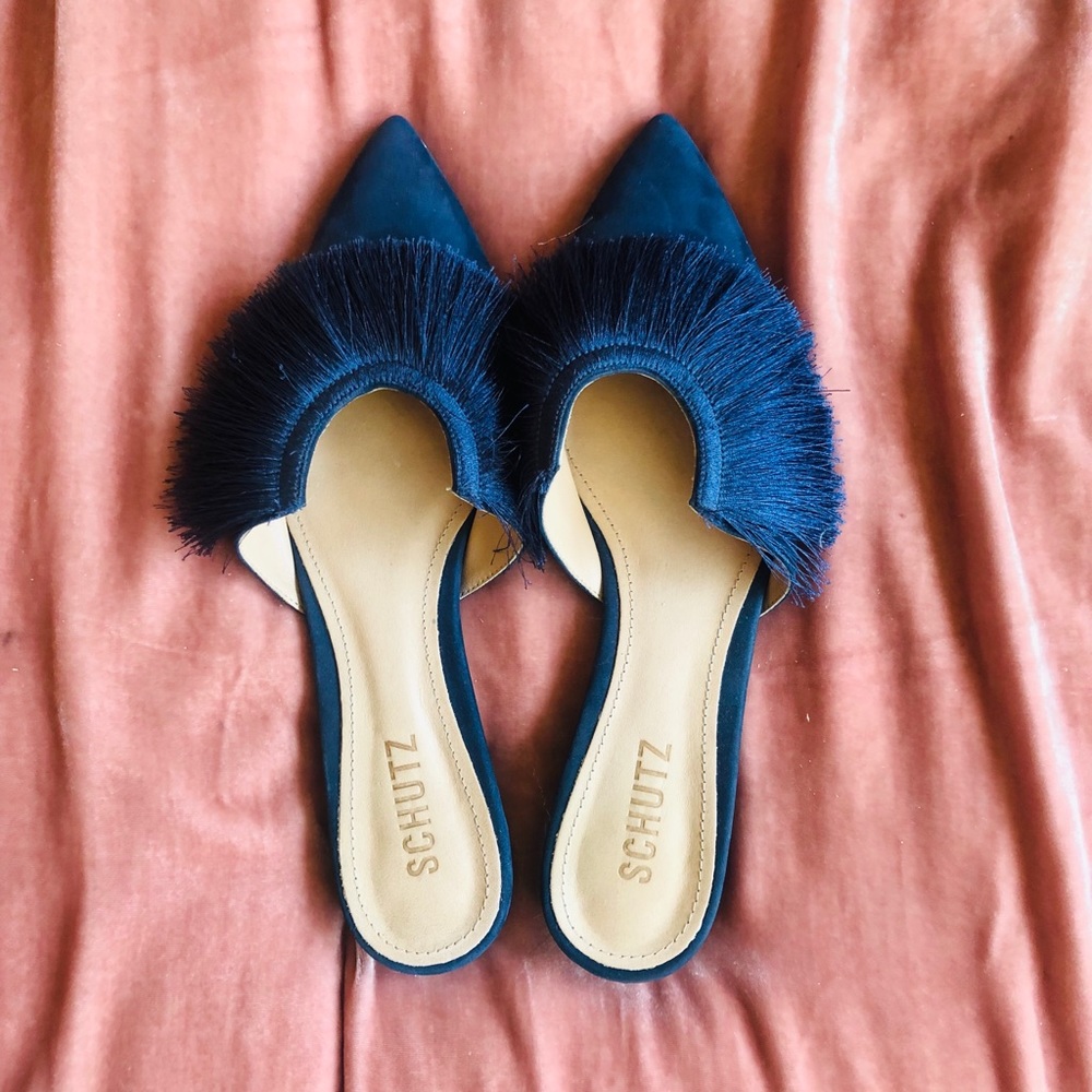 Schutz - Brenle Flat Mule navy